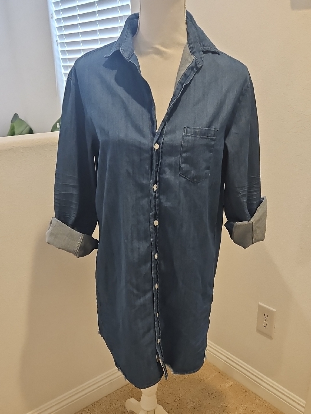 Frank & Eileen Casual Short Denim Shirt Dress - Blue Sz XS
